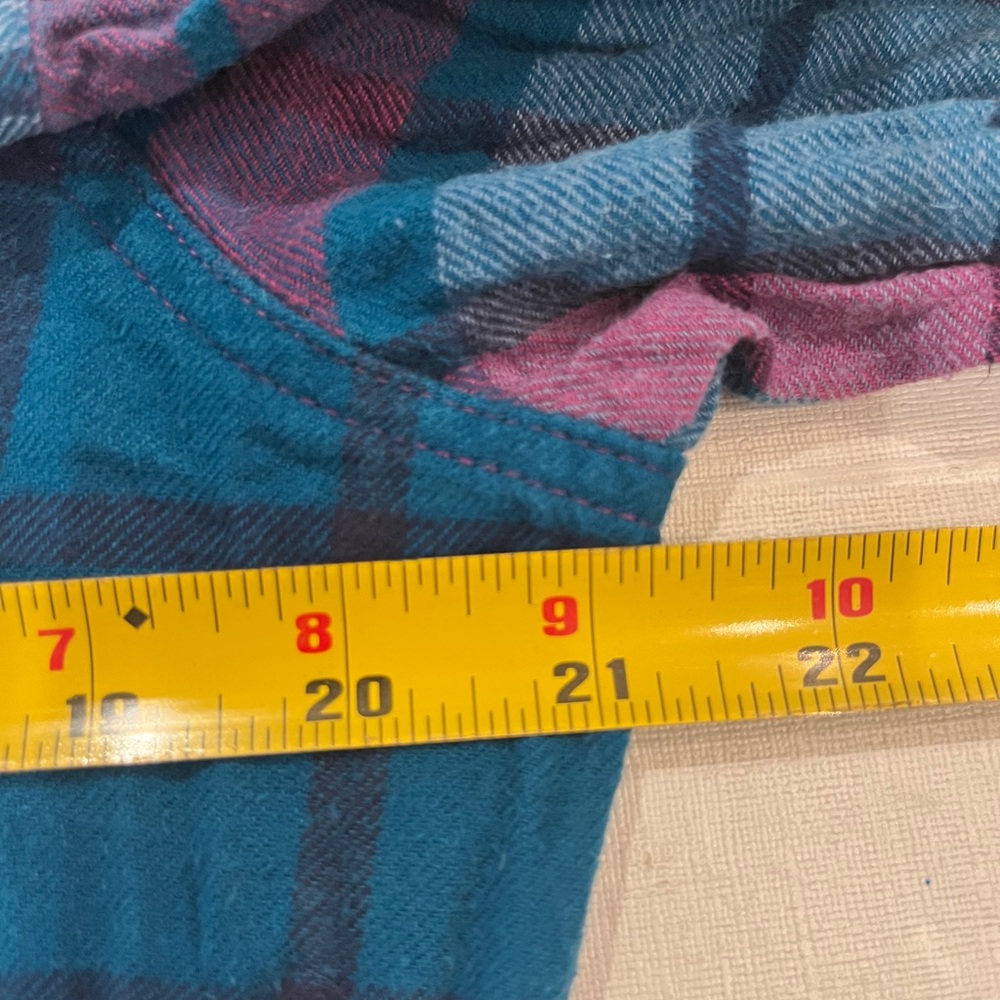 Mossimo Supply Co. Blue and Pink Plaid flannel western style snap button Shirt - Picture 7 of 9